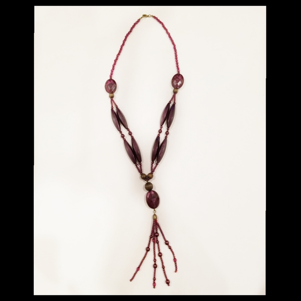 Dark purple bead  y-necklace  17"